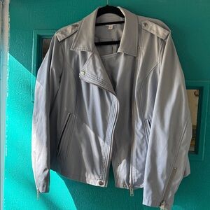 Westport Light Blue Faux Leather moto jacket